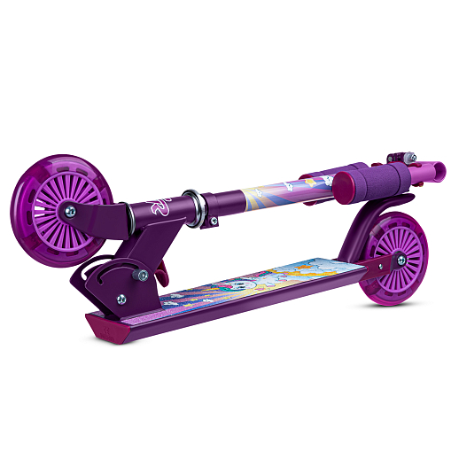 Двухкол. самокат CITYRIDE, ал. 50/50% , t-bar алюм, дека сталь, грипсы 95мм TPR, колеса PVC 120/120 мм, фиолетовый с принтом в Джамбо Тойз #3