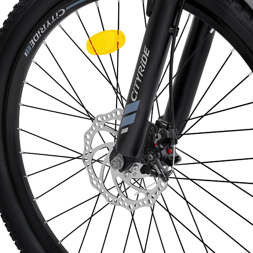 Велосипед CITYRIDE 24", модель CR-B2-SH03, рама сталь, обода двойные алюминий, трансмиссия 1*9 ск, амортизационная вилка, дисковые мех. тормоза цвет чёрный в Джамбо Тойз #10