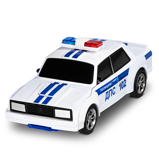 AUTODRIVE_LADA 2105_машинка-робот фрикционная,13,5см,одной кнопкой трансформируется в робота,белая ДПС,в/к 13,5*6,5*5,5 см в Джамбо Тойз #2