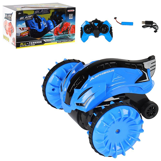 Р/у Машина-перевертыш Амфибия, 2.4G, в компл. зарядное устройство, синий, в/к 28,5х18х16 в Джамбо Тойз