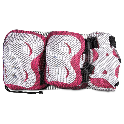 "CITY-RIDE" Комплект (ролики, защита, шлем, сумка), передне колесо со светом, колеса PU, подшипник ABEC 7, цвет белый-розовый в н/сумке, в/к в Джамбо Тойз #26