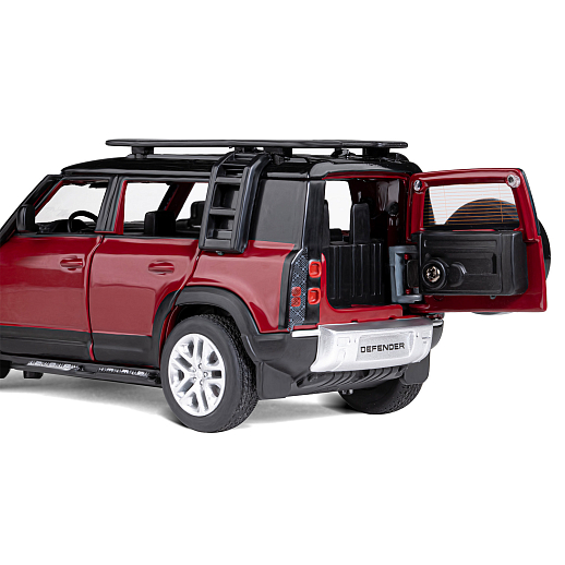 ТМ "Автопанорама" Машинка металлическая 1:32 Land Rover Defender 110, красный, откр.4 двери, капот, багажник, свет, звук, свободный ход колес, в/к 17,5*13,5*9 см в Джамбо Тойз #5