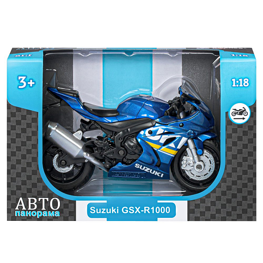 ТМ "Автопанорама" Мотоцикл металлический 1:18 SUZUKI GSХ-R1000, синий, свободный ход колес, в/к 9,2 х 4,5 х 14 см в Джамбо Тойз #3