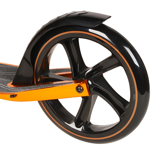 Двухколесный самокат CITYRIDE 200, ал. 50/50%, t-bar сталь, грипсы 135мм TPR, колеса PU 200/200, 86A, подножка, abec 9, цвет Золото в Джамбо Тойз #6