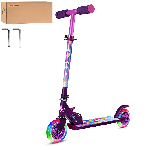 2хкол. самокат CITYRIDE HW 120, ал. 50/50% , t-bar алюм, дека сталь, грипсы 95мм TPR, колеса PVC со светом  120/120 мм в Джамбо Тойз