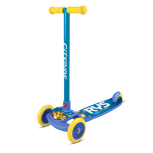 Трехколесный самокат  Материал: полипропилен + сталь, Размер изделия: 60x27x63см,Размер деки: 12,5 см Переднее колесо: 120x23 мм из пвх, заднее колесо: 97x23 мм из пвх Подшипник: ABEC-7 Максимальная нагрузка: 50 кг, синий в Джамбо Тойз #2