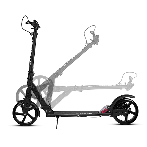 2хкол. самокат CITYRIDE 200MM disk, ал. 100%. Аморт. передний/задний. Колеса PU 200/200 мм. Подшипники: Abec-9. Грипсы: резина. Хомуты анод., замок на руле. Ручной дисковый задний тормоз. в Джамбо Тойз #12
