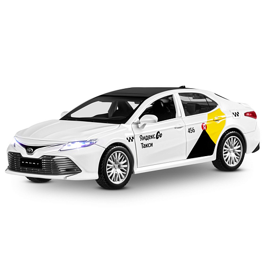 Яндекс Go машинка металлическая, 1:34 Toyota Camry, цвет белый, инерция, свет, озвучено Алисой, откр. двери, в/к 17,5*13,5*9 см в Джамбо Тойз #3