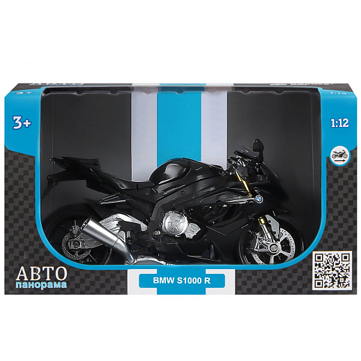 ТМ "Автопанорама" Мотоцикл металл. 1:12 BMW S1000R, черный, свободный ход колес, в/к 7,1*11,7*20,6 см в Джамбо Тойз #10