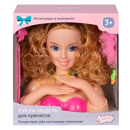 ТМ "Amore Bello" Кукла-модель для причесок и маникюра, в комплекте расческа, заколка, резинки для волос, бусы, в/к 27*11,5*25,5 см в Джамбо Тойз #3