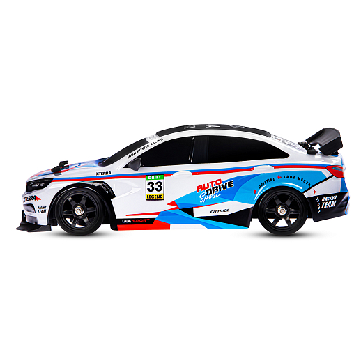 AUTODRIVE Р/У Машина для дрифта LADA Vesta с паром,1:16,2.4GHz,4WD,запасн.колеса 4шт.,свет,с аккум,в/к 31*15*15см в Джамбо Тойз #10