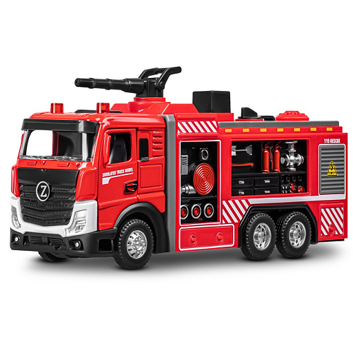 Пожарная металлическая машинка , красный, откр. двери, инерция, спрей, 22*6,5*11 см, в/к в Джамбо Тойз #8