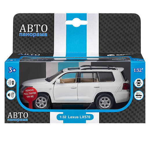 ТМ "Автопанорама" Машинка металлическая 1:32 Lexus LX570, белый, свет, звук, откр. двери и багажник, инерция, в/к 17,5*13,5*9 см в Джамбо Тойз #21