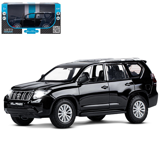 ТМ "Автопанорама" Машинка металлическая, 1:24, Land Cruiser Prado, черный, открываются двери, капот и багажник, свободный ход колес, световые и звуковые эффекты, в/к 24,5х12,5х10,5 см в Джамбо Тойз
