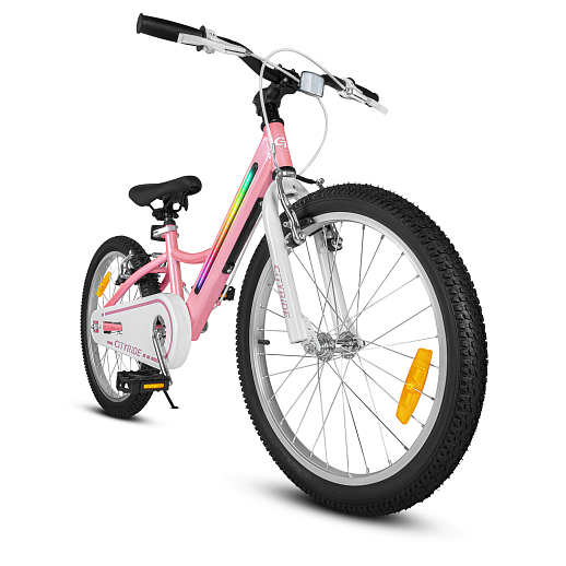 Велосипед двухколесный CITYRIDE, модель CR-B2-11FU, рама сталь, колеса алюминий 20", v-brake тормоза, встроенная в раму подсветка, подножка, цвет розовый в Джамбо Тойз #2