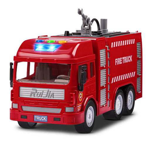 Фрикционная машина "Пожарная" на бат.,со светом и звуком, стреляет водой, красный, в/к 35,5х12,5х19,5 см в Джамбо Тойз #4