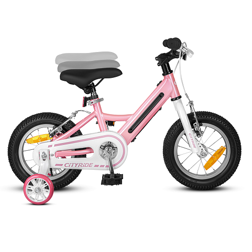 Велосипед двухколесный CITYRIDE, модель CR-B2-11FU, рама сталь, колеса алюминий 12", v-brake тормоза, встроенная в раму подсветка, балансирные колёса, цвет розовый в Джамбо Тойз #5