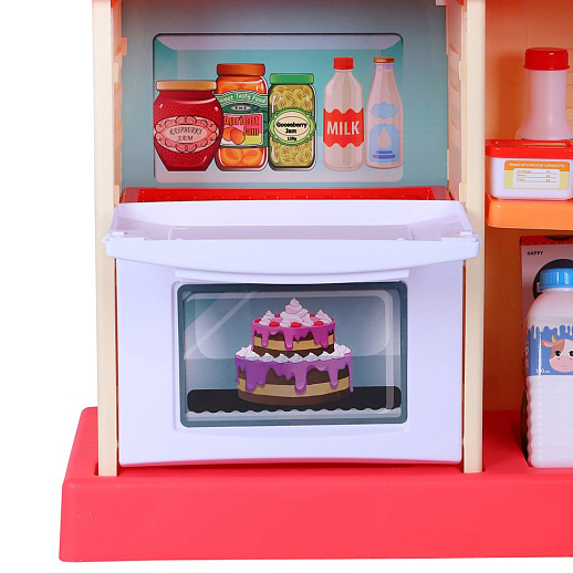 Игровой набор Amore Bello "Умная Кухня с пультом" кран с водой, плита с паром, еда меняет цвет, сенсорный дисплей, свет, звук, цвет красный, в/к 53х15х47 см в Джамбо Тойз #11