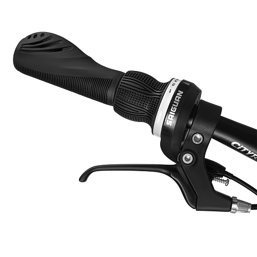 Велосипед CITYRIDE 20", модель CR-B2-12F2, рама сталь, обода двойные алюминий, трансмиссия 1*6 ск, амортизационная вилка, дисковые мех. тормоза цвет чёрный в Джамбо Тойз #5