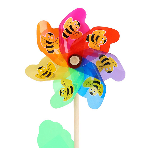 Ветерок, деревянная палочка40см+ цветок с пчелами 18cм, 6шт в упак в Джамбо Тойз #2
