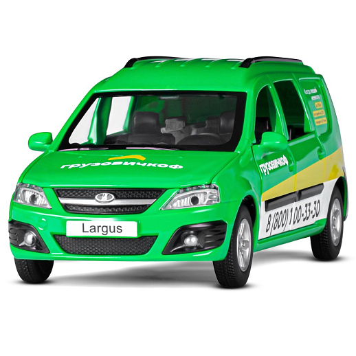 Машинка металлическая Автопанорама, инерционная, коллекционная модель LADA LARGUS, масштаб 1:24, "Грузовичкоф", свет, звук, открываются 4 двери, капот, багажник, зеленый, в/к 24,5*12,5*10,5 см в Джамбо Тойз #4