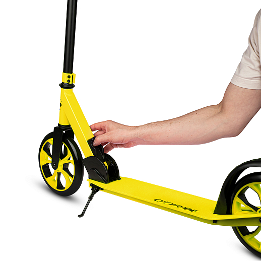 Двухколесный самокат CITYRIDE 200, ал. 50/50%, t-bar сталь, грипсы 135мм TPR, колеса PU 200/200, 86A, подножка, abec 9 в Джамбо Тойз #4