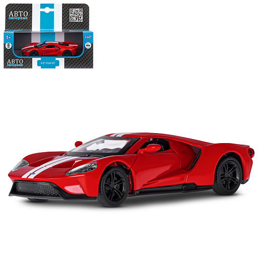 ТМ "Автопанорама" Машинка металлическая 1:40 Ford GT, красный, откр. двери, инерция, в/к 17,5*12,5*6,5 см в Джамбо Тойз