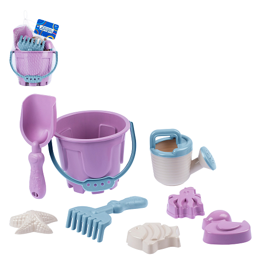 ТМ "Компания Друзей" Песочный набор №93  бледный розовый (в комп. ведро 1,2 л, лопатка 20см, грабли , в Джамбо Тойз