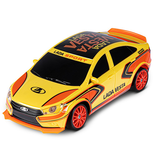 AUTODRIVE Р/У Машина для дрифта Lada Vesta,М1:24,2.4GHz,4WD,свет фар,4 доп.колеса,конусы,в компл. 2 аккум.,USB кабель,цвет желтый,в/к 24,1*10,3*23,7см в Джамбо Тойз #6