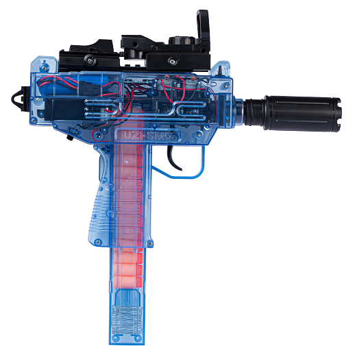 Пистолет-пулемет с мягкими пулями, в компл. 30 пуль, защитн.очки, с аккум., цвет синий, в/к 34,5*7,5*29см в Джамбо Тойз #6