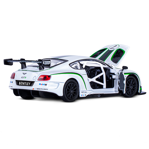 ТМ "Автопанорама" Машинка металлическая 1:32 Bentley Continental GT3, белый, свет, звук, откр. двери и капот, инерция, в/к 17,5*13,5*9 см в Джамбо Тойз #18