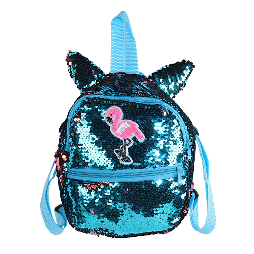 Рюкзачок детский для девочек с пайетками "Фламинго", розово-голубого цвета, 23*22*3 см в Джамбо Тойз