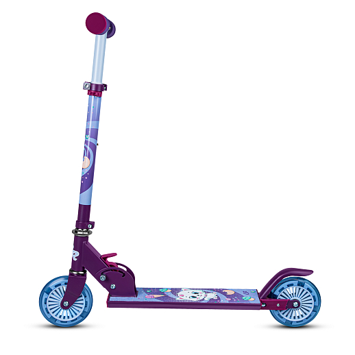 Двухкол. самокат CITYRIDE, ал. 50/50% , t-bar алюм, дека сталь, грипсы 95мм TPR, колеса PVC 120/120 мм, фиолетовый с принтом в Джамбо Тойз #7