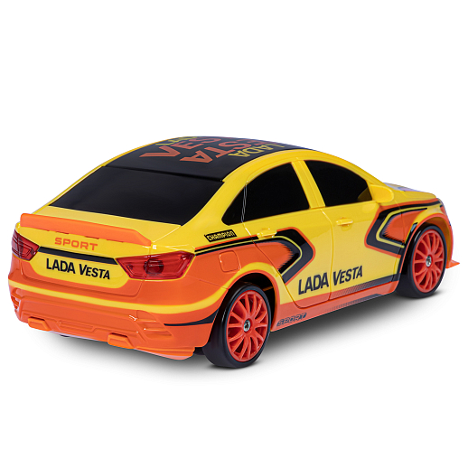 AUTODRIVE Р/У Машина для дрифта Lada Vesta,М1:24,2.4GHz,4WD,свет фар,4 доп.колеса,конусы,в компл. 2 аккум.,USB кабель,цвет желтый,в/к 24,1*10,3*23,7см в Джамбо Тойз #16
