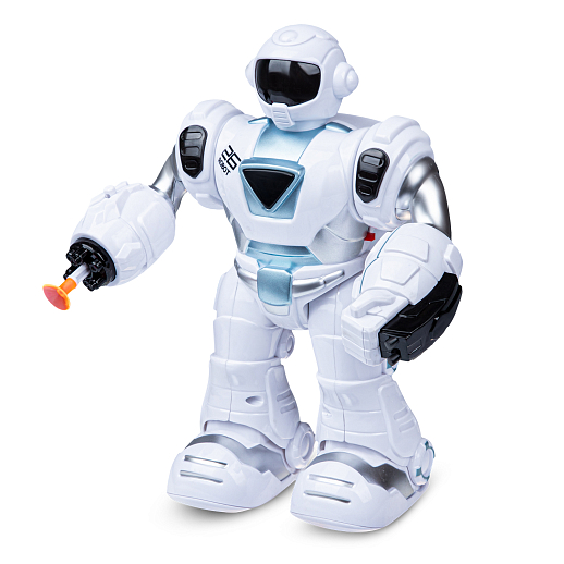 Робот на батарейках, стреляет ракетами, ходит, свет, звук, цвет белый/голубой, в/к 22*19*11,3см в Джамбо Тойз #5