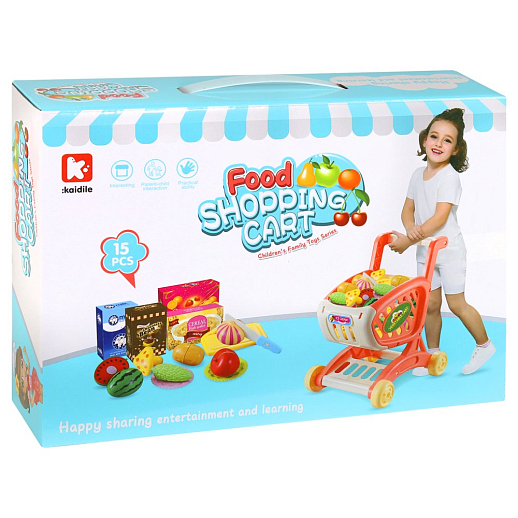 Игровой набор "Супермаркет", в комплекте продуктовая тележка,  игрушечные продукты на липучке, посуда и столовые приборы, цвет красный,  в/к 35х9х25см в Джамбо Тойз #5
