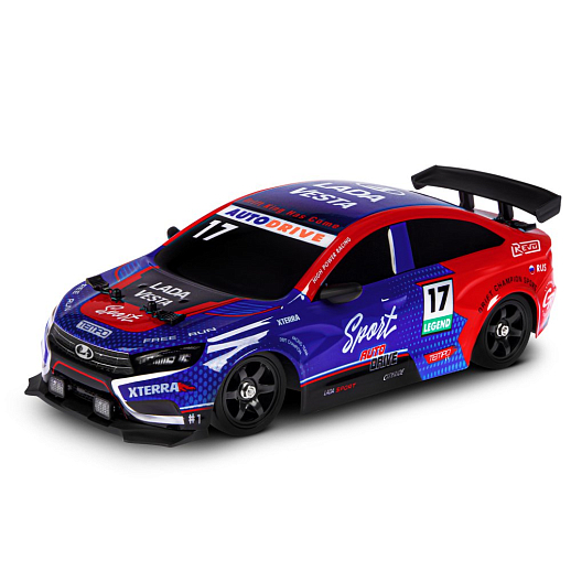 AUTODRIVE Р/У Машина для дрифта LADA Vesta с паром,1:16,2.4GHz,4WD,запасн.колеса 4шт.,свет,с аккум,в/к 31*15*15см в Джамбо Тойз #12