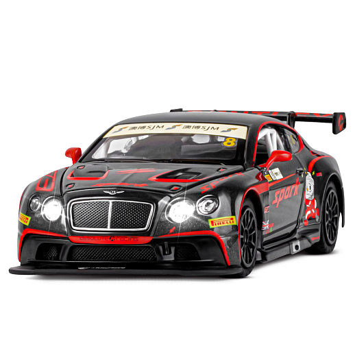 ТМ "Автопанорама" Машинка металлическая 1:32 Bentley Continental GT3, черный, свет, звук, откр. двери и капот, инерция, в/к 17,5*13,5*9 см в Джамбо Тойз #5