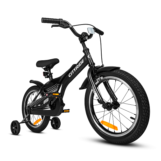 Детский велосипед "Cityride REVO", модель CR-B2-05, рама сталь, кожух цепи 100%, обода алюм. 16", втулки сталь, покрышки 2,125, страх. колеса, руль сталь. вынос сталь, задние ножные тормоза, передний клещевой, крылья пластик, отражатели пер/зад и на спицах, цвет чёрный в Джамбо Тойз #3