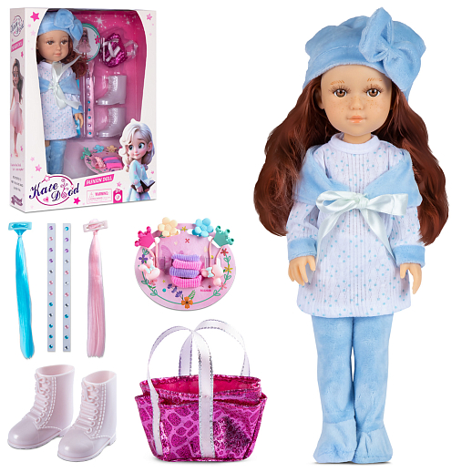 Кукла в голубой шапочке и платье, с аксессуарами,в/к 25,5*8*34 см в Джамбо Тойз