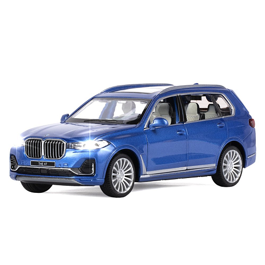 ТМ "Автопанорама" Машинка металлическая 1:32 BMW X7, синий, свет, звук, откр. четыре двери, капот и багажник, инерция, в/к 17,5*13,5*9 см в Джамбо Тойз #4