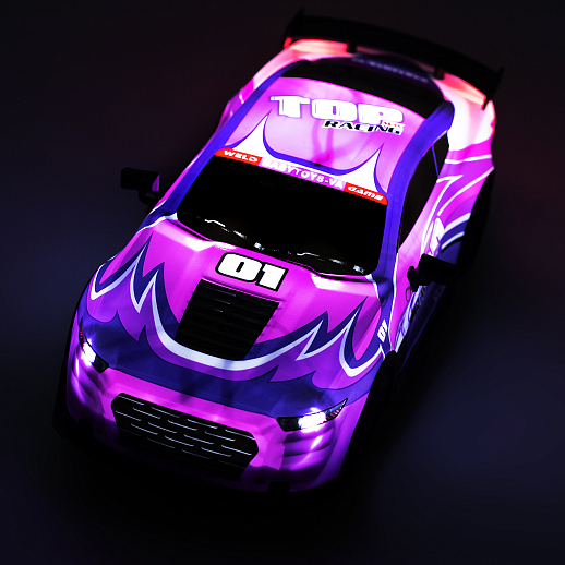 Р/у машина для дрифта, 1:18, 4 канала, 3D подсветка корпуса, цвет фиолетовый с черн., с аккум, в/к 31,5*13,5*15,5см в Джамбо Тойз #6