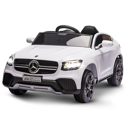 Электромобиль Mercedes Benz GLC Coupe на аккум.,12V/4.5AH*1, 380*2, Р/У 2.4GHz, свет, звук, сиденье эко-кожа, колеса EVA,откр.двери, MP3, плавн.старт, в/к 108*56,5*36,5. Цвет - белый. в Джамбо Тойз