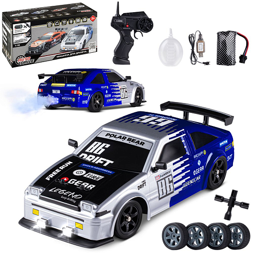 AUTODRIVE 1:16 2.4GHz Р/У Машина для дрифта с паром, 4WD, запасн.колеса 4шт., свет, с аккум, в/к 31*15*15см в Джамбо Тойз