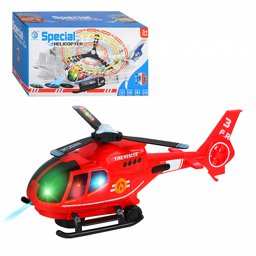 Вертолет на батарейках со звуком, светом и проектором (3 картинки), красный, в/к 24,5*11*12 в Джамбо Тойз