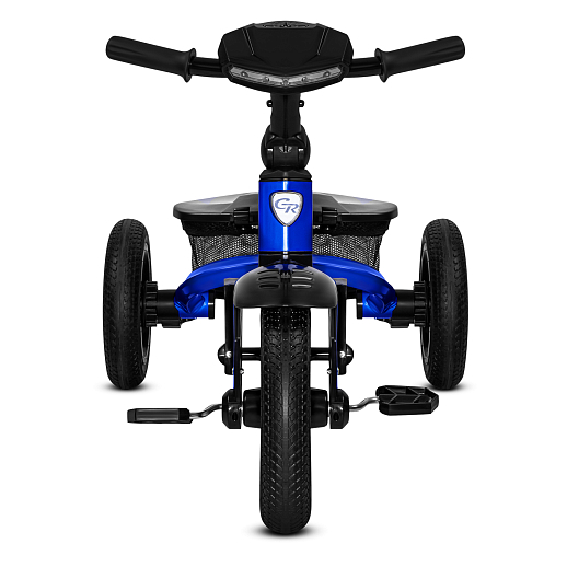 Детский 3хкол. велосипед "CITYRIDE". Пятиугольная рама, сиденье 360, складная крыша D600, подножки, резиновые колеса 12/10, багажник, сумочка, фара, синий в Джамбо Тойз #9