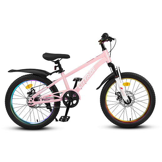 Велосипед CITYRIDE 20", модель CR-B2-12F2, рама сталь, обода двойные алюминий, амортизационная вилка, дисковые меха. Тормоза, цвет розовый в Джамбо Тойз #3