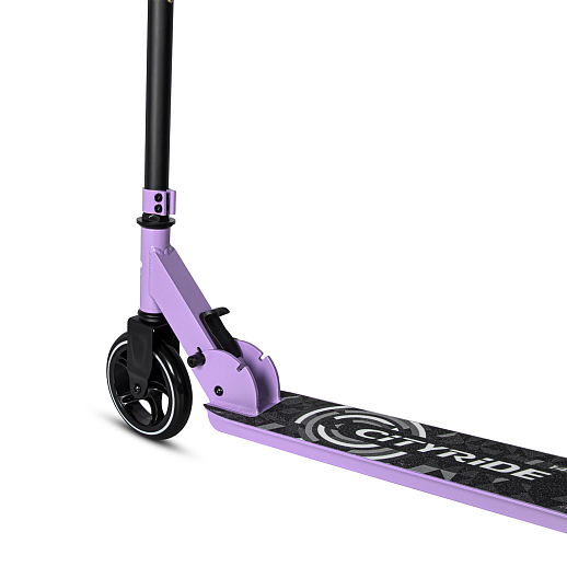 Двухколесный самокат CITYRIDE 145MM PU; алюминий/сталь порошковое покрытие; заниженная дека 52*10,5СМ, без амортизатора; руль 79-89СМ. Тормоз - сталь, подшипники: Abec-9, грипсы резина 100мм. в Джамбо Тойз #5