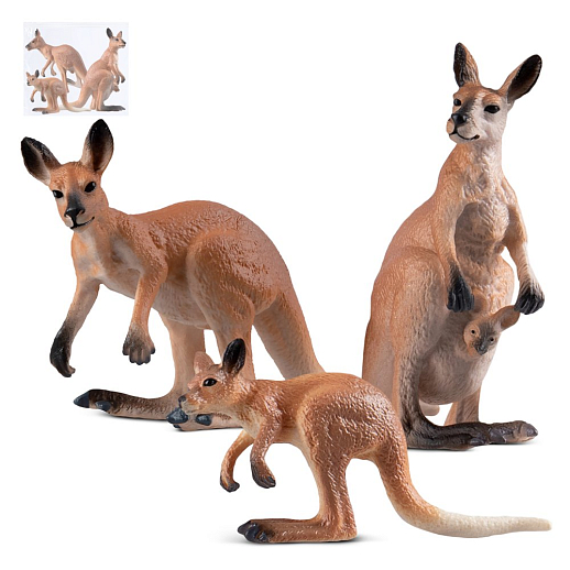 ТМ "КОМПАНИЯ ДРУЗЕЙ", серия "Животные планеты Земля", набор животных "Кенгуру", 3 шт, в/п в Джамбо Тойз