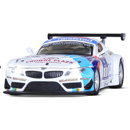 ТМ "Автопанорама" Машинка металлическая 1:32 BMW Z4 GT3, белый, свет, звук, откр. двери и капот, инерция, в/к 17,5*13,5*9 см в Джамбо Тойз #5